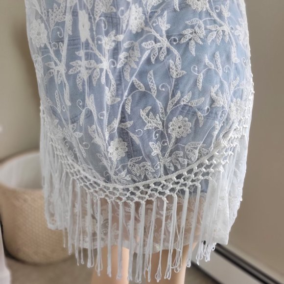 Fringe lace open cardigan kimono coastal cowgirl bohemian - Picture 5 of 7